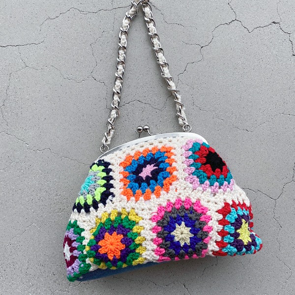 Flower knitting coin bag
